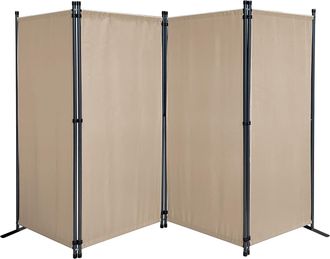 Quick-Star Quick-star - Paravent 4 Teilig 165 X 220 Cm Stoff Raumteiler Trennwand Balkon Sichtschutz Stellwand Faltbar Sand