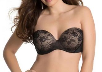 Curvy Couture Strapless Sensation Multi-Way Push-Up Bra In Black