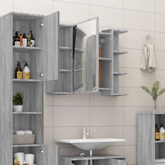 Berkfield Home Modern Bathroom Mirror Cabinet Grey Sonoma 80x20.5x64cm Engineere | Size: 80x20.5x64 cm