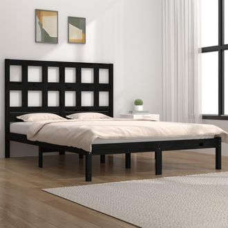 vidaXL Vidaxl - Estructura De Cama De Madera Maciza De Pino Negra 140x190 Cm