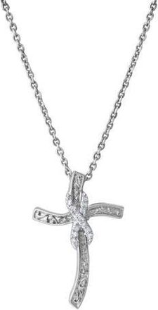 LuvMyJewelry Benedicta 10K Gold Diamond Cross Pendant - 0.05 CT in 10K White Gold at Nordstrom
