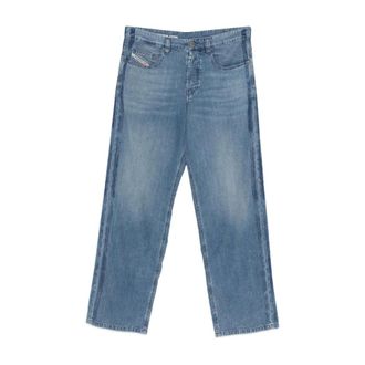Diesel Jeans, Heren, Blauw, W36, Straight Jeans met Zijdetail