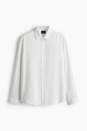 H&M Hemd in Relaxed Fit - Weiss/Gestreift