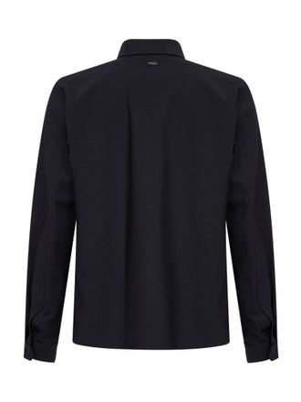 Herno Mens Shirt Bi-Stretch Wool Navy Blue Virgin