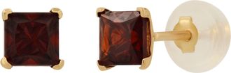 MAX + STONE 14k Yellow or White Gold 4mm Square Princess Cut Gemstone Stud Earrings