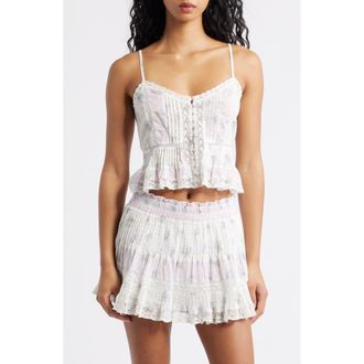 LoveShackFancy Aleni Lace Peplum Camisole in Lilac Vanilla at Nordstrom, Size X-Small