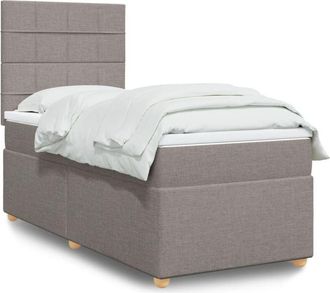 vidaXL Cama Box Spring Con Colch&oacute;n Tela Gris Taupe 90x190 Cm Vidaxl
