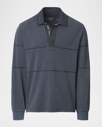 Rag & Bone Mens Vintage-Washed Long-Sleeve Rugby Polo Shirt