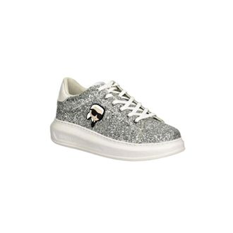 Karl Lagerfeld Schoenen, Dames, Grijs, 38 EU, Leer, Kapri Heavy Glitter Sneaker