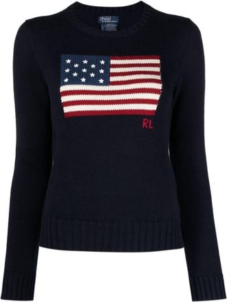 Ralph Lauren Navy Blue Graphic Print Sweater