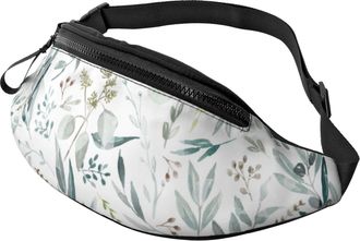 Generic Watercolor Tree Leaves Belt Bag Bum Bags Lightweight Fanny Pack For Running Shopping Sport 14X35Cm