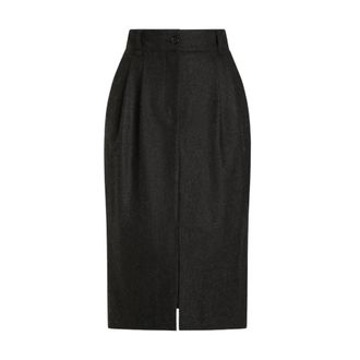 Dolce & Gabbana Falda Midi Antracita Interior Leopardo - Skirts - Mujer - Negro - M