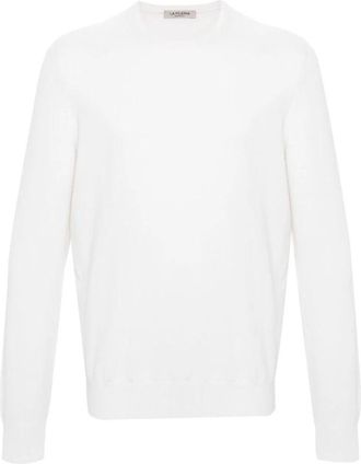 La Fileria Witte Cashmere Crew Neck Sweater - Heren - Cashmere truien - Wit - XL - Truien & Vesten