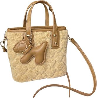 Generic Womens Fashion Bucket Bag Autumn and Winter Trendy One-shoulder Crossbody Bag Handbag(Light brown,a)