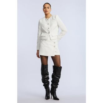 BCBGeneration Tweed Wrap Short Skirt in White at Nordstrom, Size 10