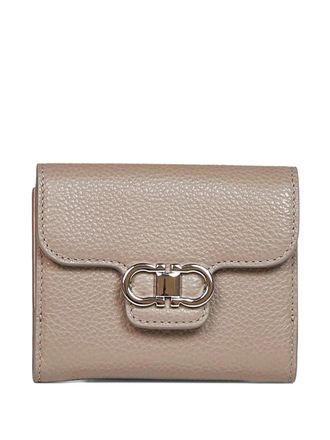 Ferragamo Taupe Textured Logo Wallet
