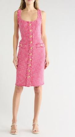 L'agence Aya Sleeveless Tweed Midi Dress in Pink/Ivory at Nordstrom Rack, Size 18 (Similar To 18W-20W)