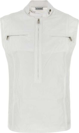 Burberry White Half-zip Cotton Tank Top