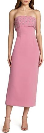 Mac Duggal Womens Strapless Crepe Midi Dress with Rhinestone Embellished Bodice in Orchid at Nordstrom, Size 10