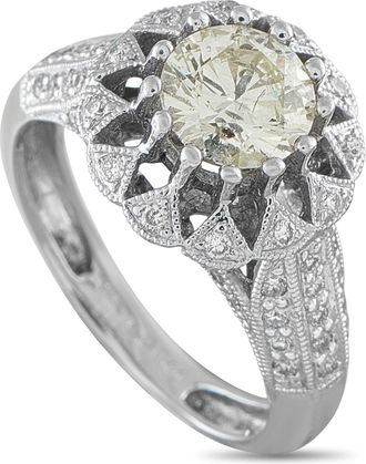 Luxury Bazaar 14K White Gold 1.59ct Diamond Halo Ring MF08-081226