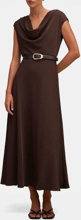 Ever New Estelle Belted Cowl Neck Maxi Dress in Chocolate at Nordstrom, Size 10