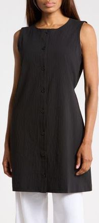 Eileen Fisher Longline Stretch Organic Cotton Vest in Black at Nordstrom Rack, Size X-Large