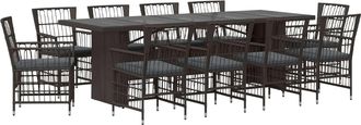 vidaXL Juego De Comedor Para Exteriores 11 Uds. Negro Rat&aacute;n Sint&eacute;tico Vidaxl