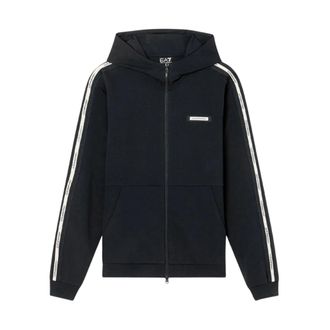Emporio Armani Zip-throughs, male, Black, Size: 2XL Logo Series Hooded Sweatshirt