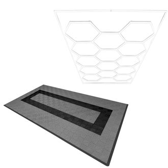 MonsterShop Hexagon LED Light & Vented Garage Floor Tiles With Edges - 90 Grey &
