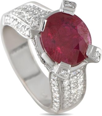 Luxury Bazaar 18K White Gold Diamond and Ruby Ring MF32-051526