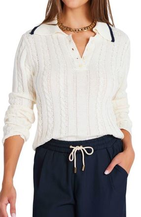 Bishop + Young Jackie Polo Long Sleeve Sweater in Ivory at Nordstrom, Size X-Small