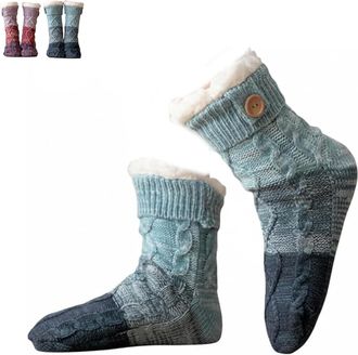 Generic Knitted Ultra-Thick Slipper Home Socks - Cozy Non-Slip Indoor Socks, Soft Fleece Lined Warm House Slippers for Women & Men (1PCS/B,One Size)