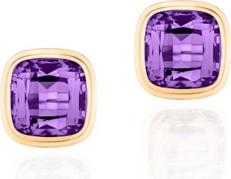 Goshwara Manhattan Cushion Cut Stud Earrings in Purple at Nordstrom