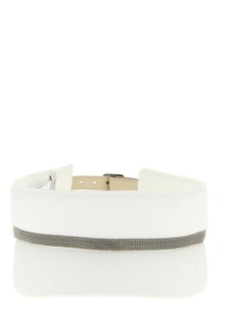Brunello Cucinelli White Monile Solid Open Top Visor