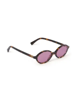 Miu Miu Eyewear SMU04ZC050EVAU Oval Tortoiseshell Sunglasses - Pink