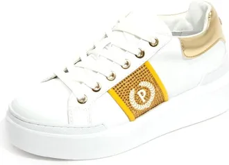 Pollini Vegan Leren Sneakers met Strass - Dames - Sneakers - Wit - 35 EU - Leer - Schoenen