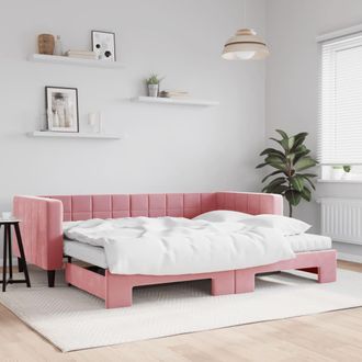 vidaXL Sof&aacute; Cama Nido Con Colch&oacute;n Terciopelo Rosa 90x200 Cm Vidaxl
