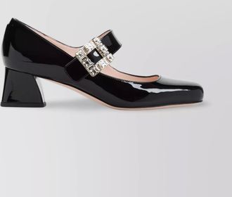 Roger Vivier leather crystal-embellished strap pumps