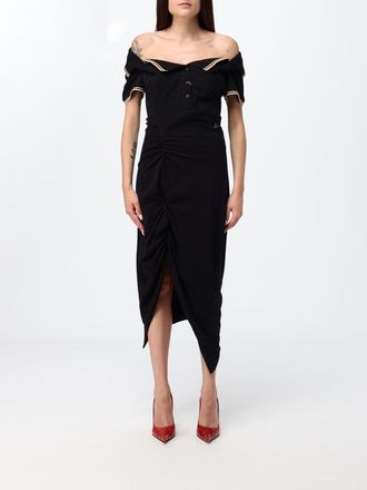 Vivienne Westwood Abito midi asimmetrico in cotone con scollo a barca