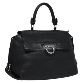 Ferragamo Sofia Satchel Leather Black Leather Bag (Pre-Owned)