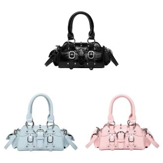 Generic Kexpery Womens PU Leather Studded Handbag with Zip Adjustable Shoulder Bag for Daily and Work