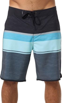 O'Neill Lennox Scallop Stripe Board Shorts in Phantom at Nordstrom, Size 36