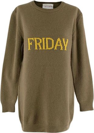 Alberta Ferretti khaki wool Friday intarsia sweater Size XS