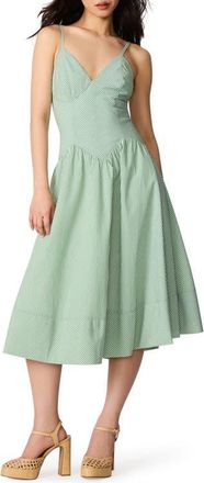Steve Madden Una Stripe Seersucker Midi Dress in Green Moss at Nordstrom, Size 14