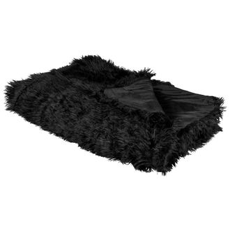 Beliani Beliani - Manta De Acr&iacute;lico Negro 150 X 200 Cm Poli&eacute;ster Pelo Largo Dormitorio Delice