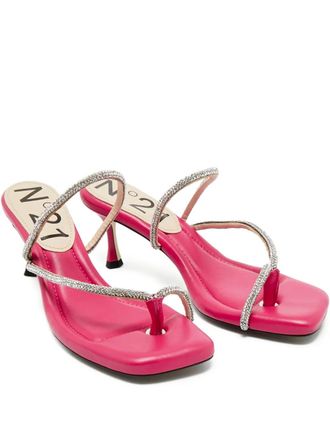 N&deg;21 Leren sandalen verfraaid met kristallen - Roze