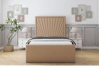 Sloomy Somerset Dumfries Frame-Mattress - 50 Upholstered Headboard in Light Brown | Size: Single
