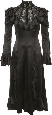 Gucci Jurk met afwerking van kant en ruches - Zwart