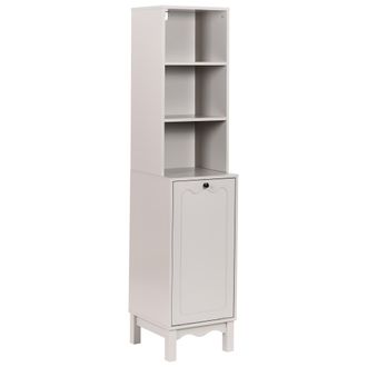 Beliani Armario De Ba&ntilde;o De Pie De Mdf Espacio Para La Cesta De La Ropa Sucia Con Estantes Estilo Tradicional Beige Claro Penon