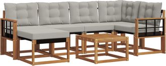 vidaXL Conjunto De Sof&aacute;s De Exterior 7 Uds. Gris Natural Y Claro Vidaxl